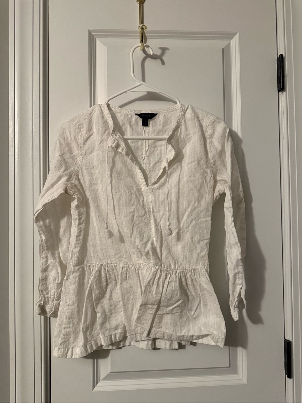 J. Crew White Peasant-Style Tunic Top
